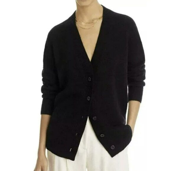 C By Bloomingdales Cashmere Grandpa Cardigan Black Sweater Small NWT - Picture 2 of 6